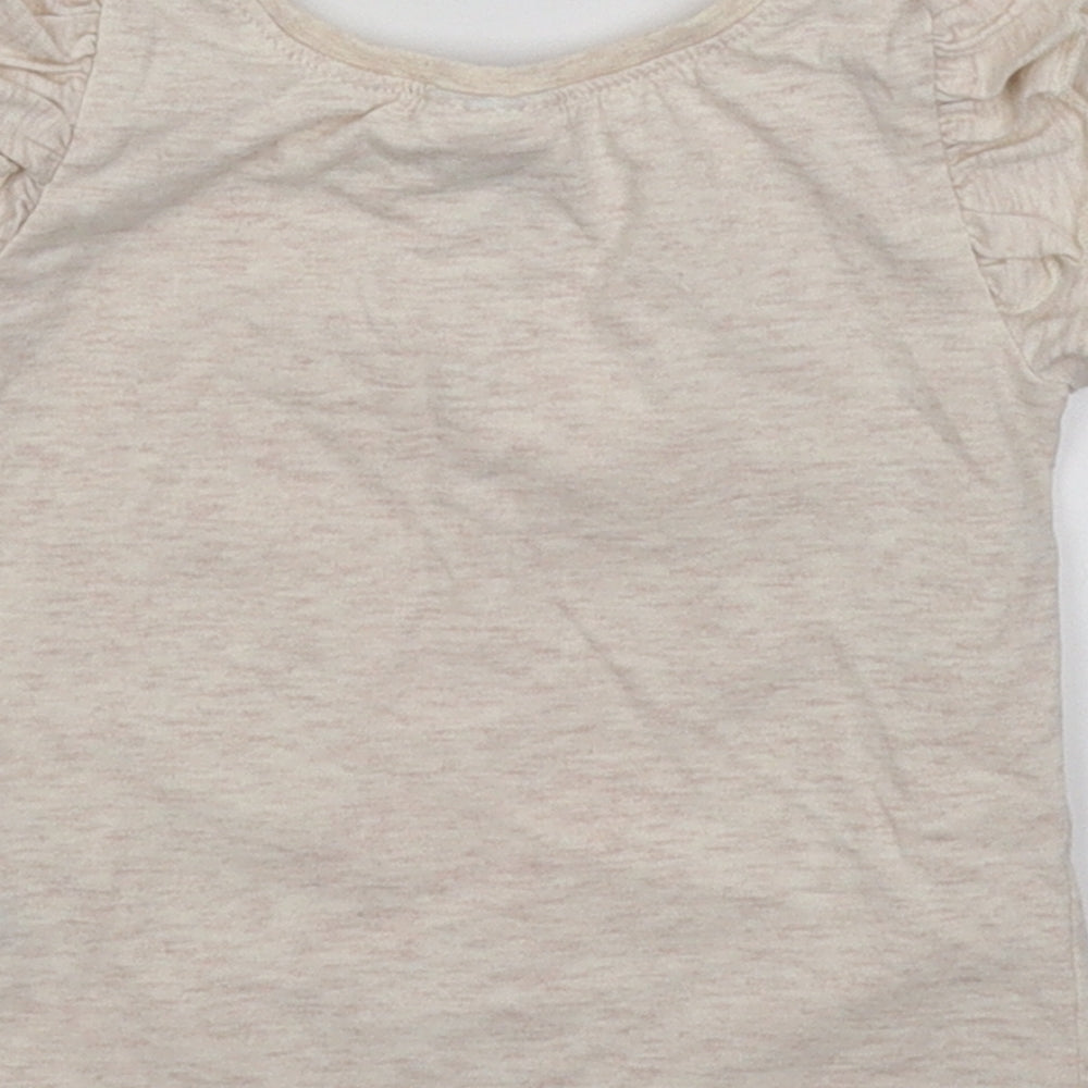 Brand and care label for Next girls’ grey basic t-shirt, size 3-6, months