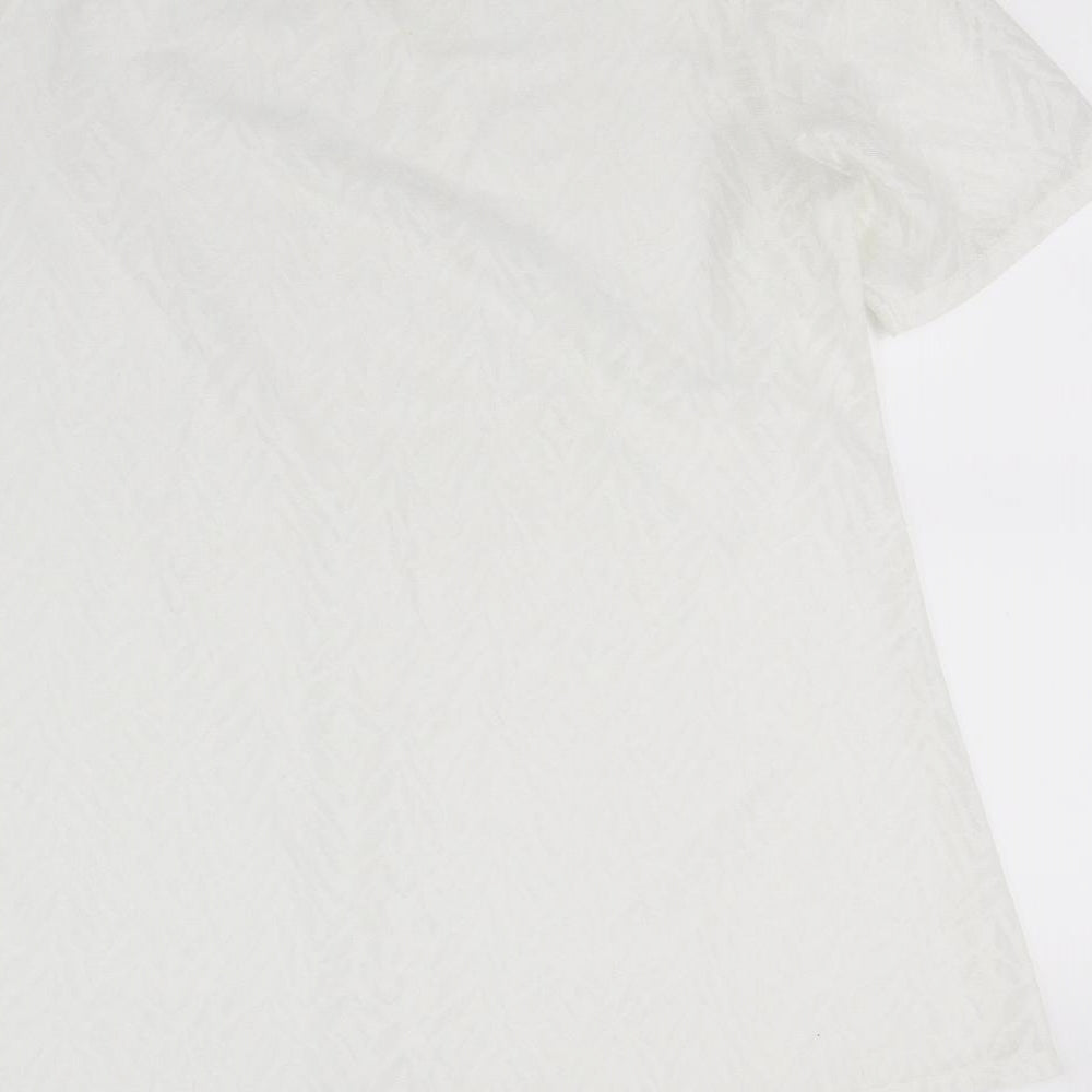 Ruifine Womens White Tunic T-Shirt Size M