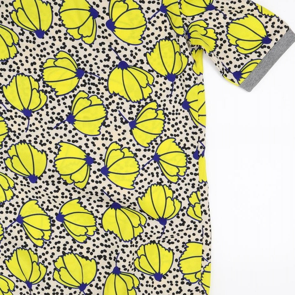 Fruity Fever Womens Yellow Floral A-Line Size S