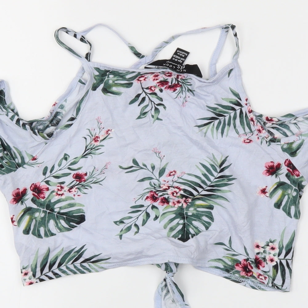 NEWLOOK Girls Blue Floral Cropped Tank Size 10-11 Years