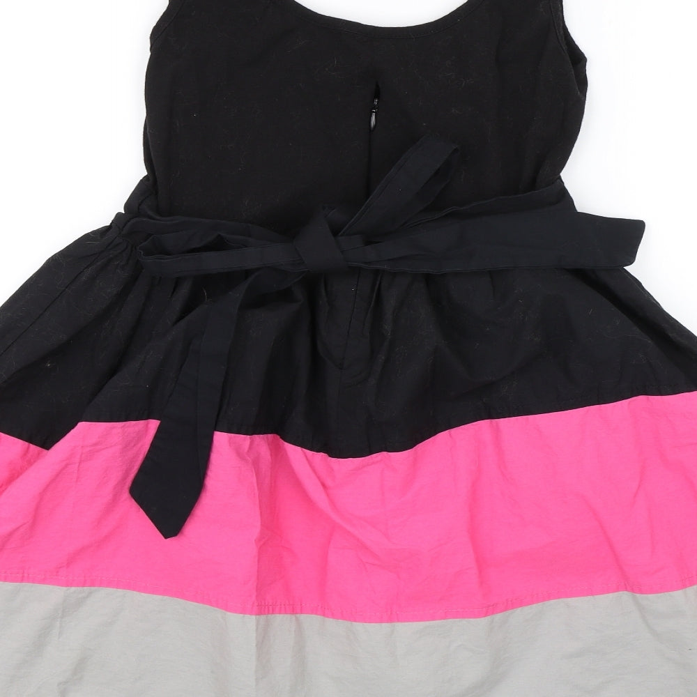 Amour Womens Black Striped Shift Size 10