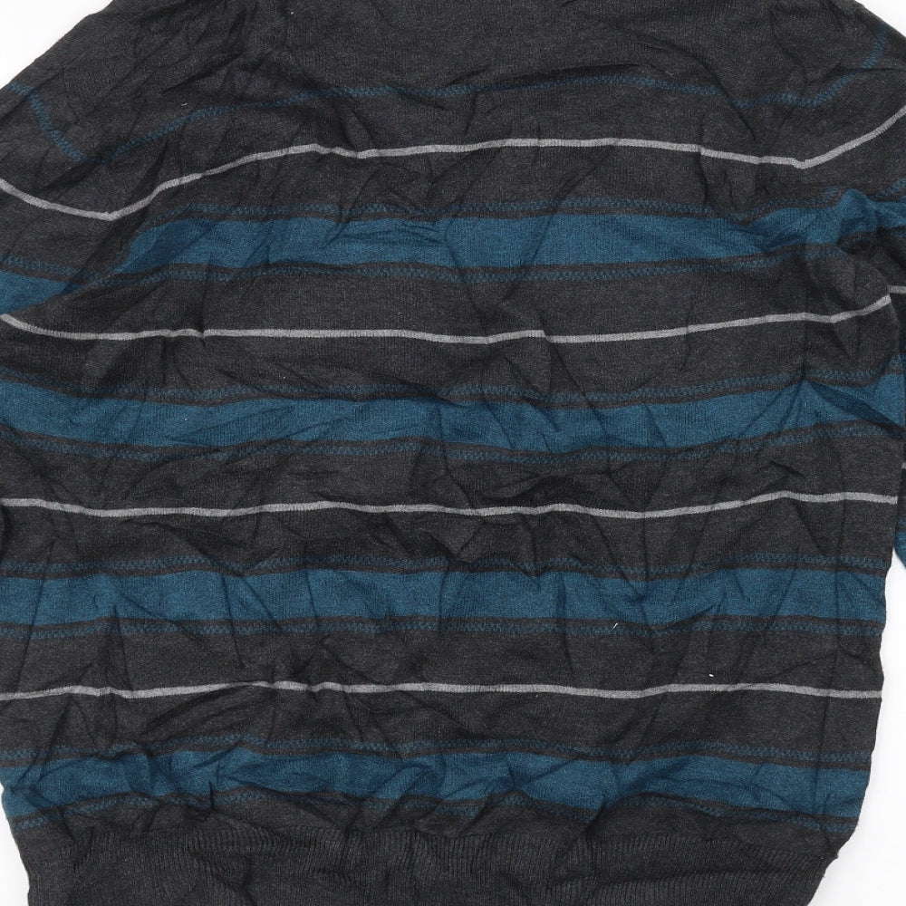 NEXT Mens Grey Striped Pullover Jumper Size M