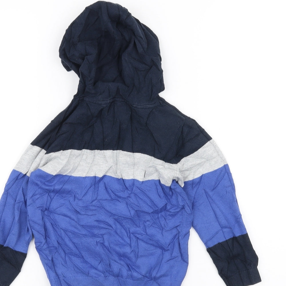 Next Boys Blue Striped Pullover Hoodie Size 4 Years