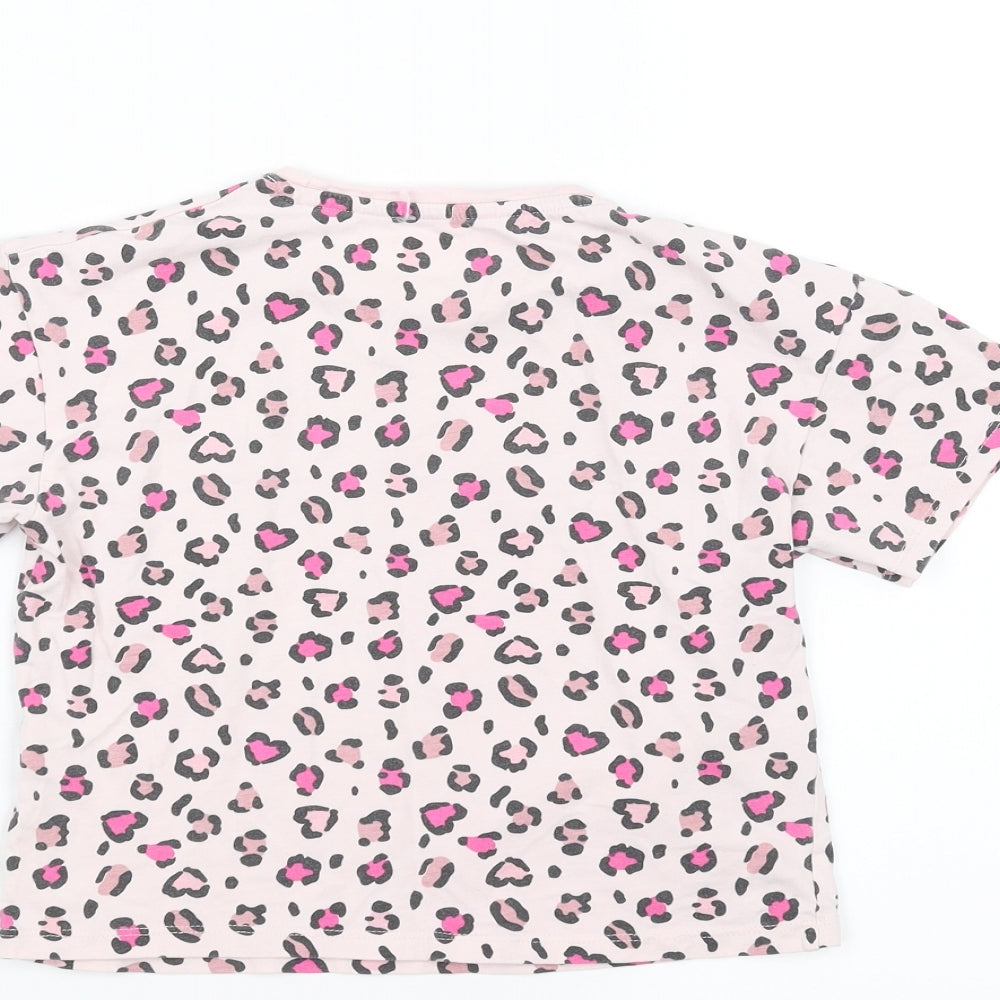 Matalan Girls Pink Animal Print Basic T-Shirt Size 5 Years