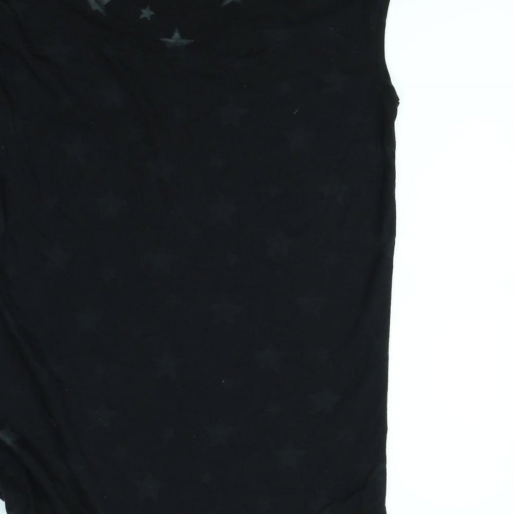 Beach Time Womens Black Basic T-Shirt Size 10 - Star pattern