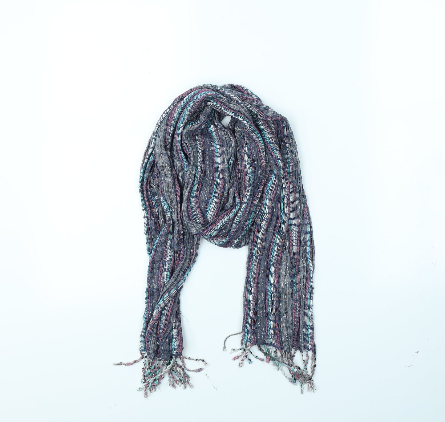 Preworn Womens Purple Striped Scarf