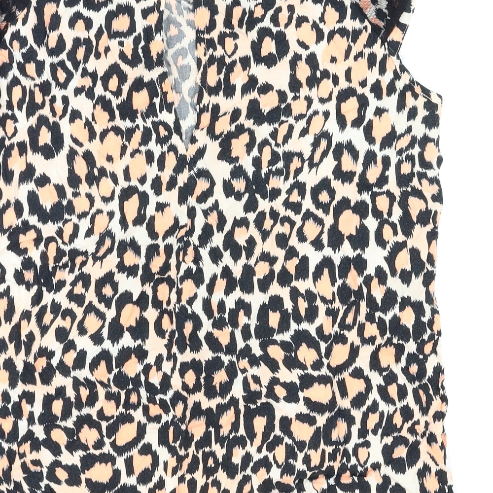 Blue Chameleon Womens Orange Animal Print Basic Blouse Size 14 - Lace shoulder