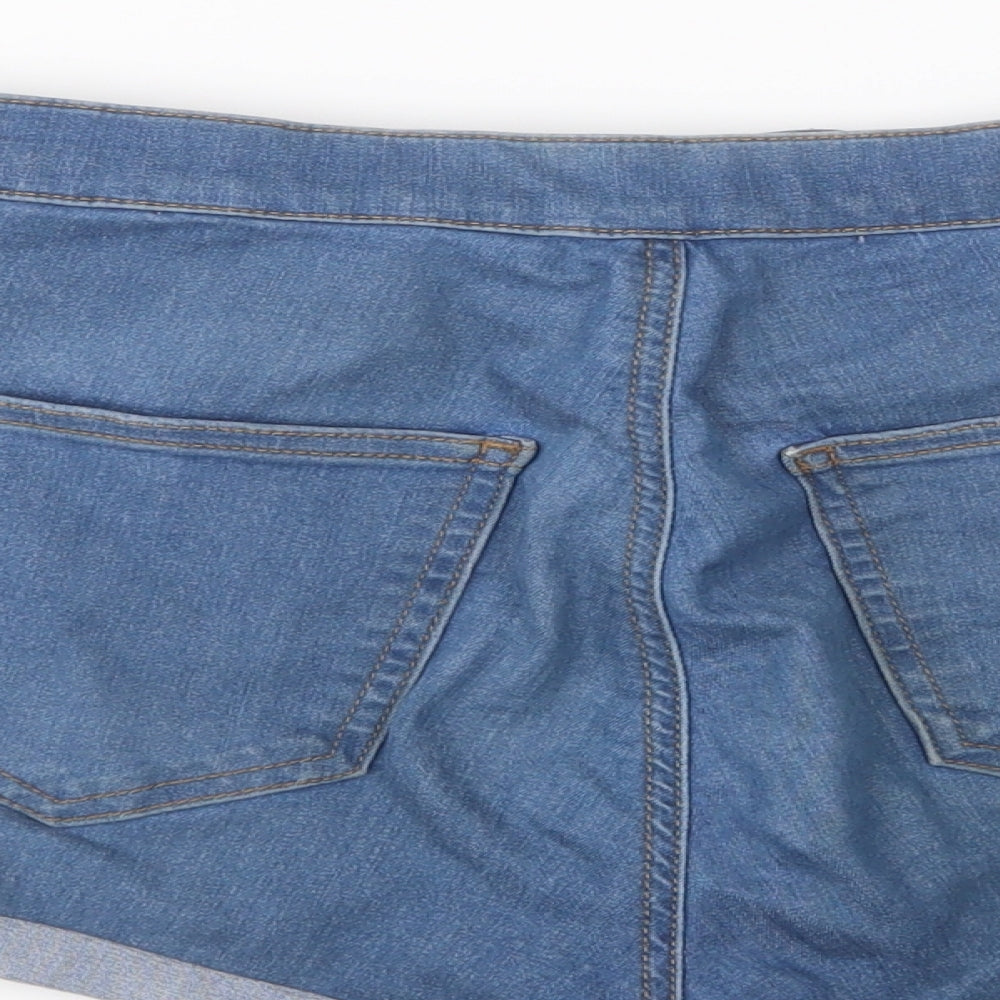 Topshop Womens Blue Denim Hot Pants Shorts Size 30 in