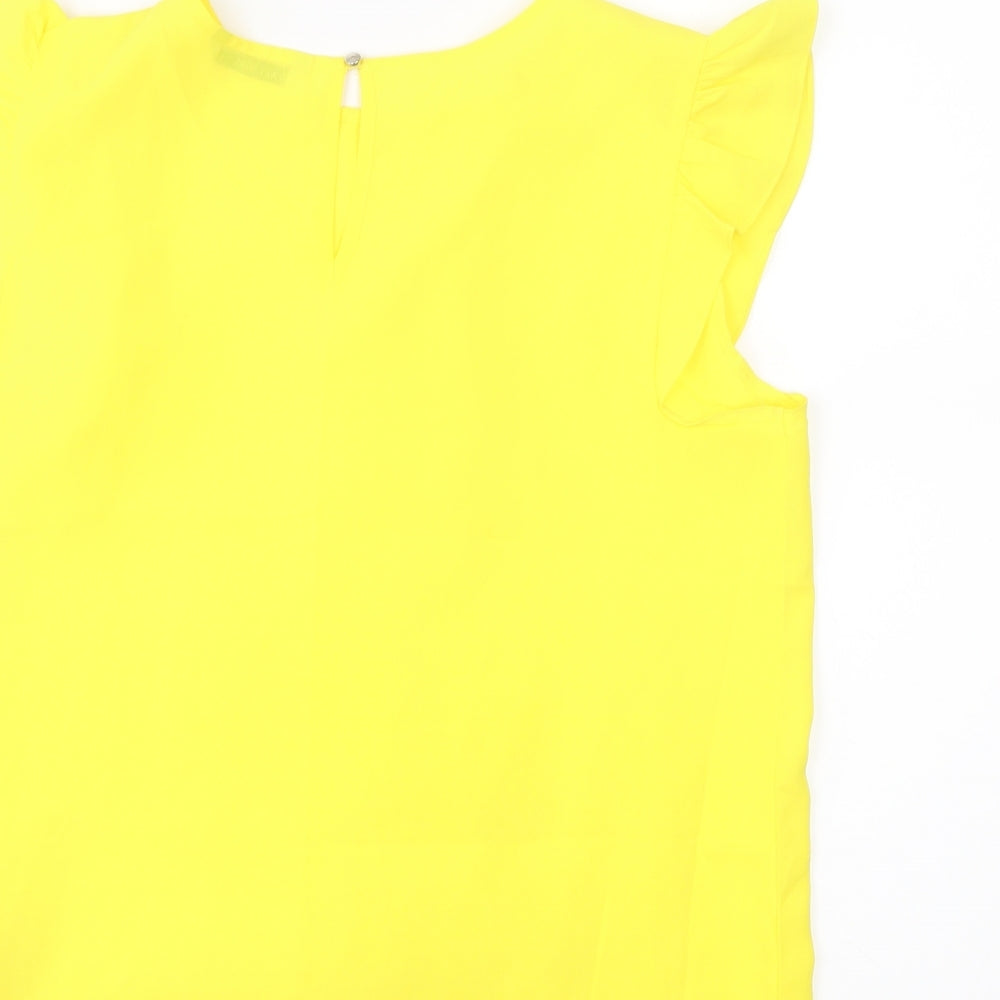 Calliope Womens Yellow Basic Blouse Size S