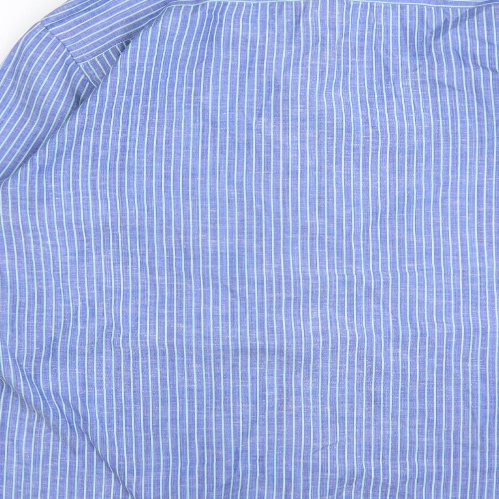 blue park Mens Blue Striped Button-Up Size 40