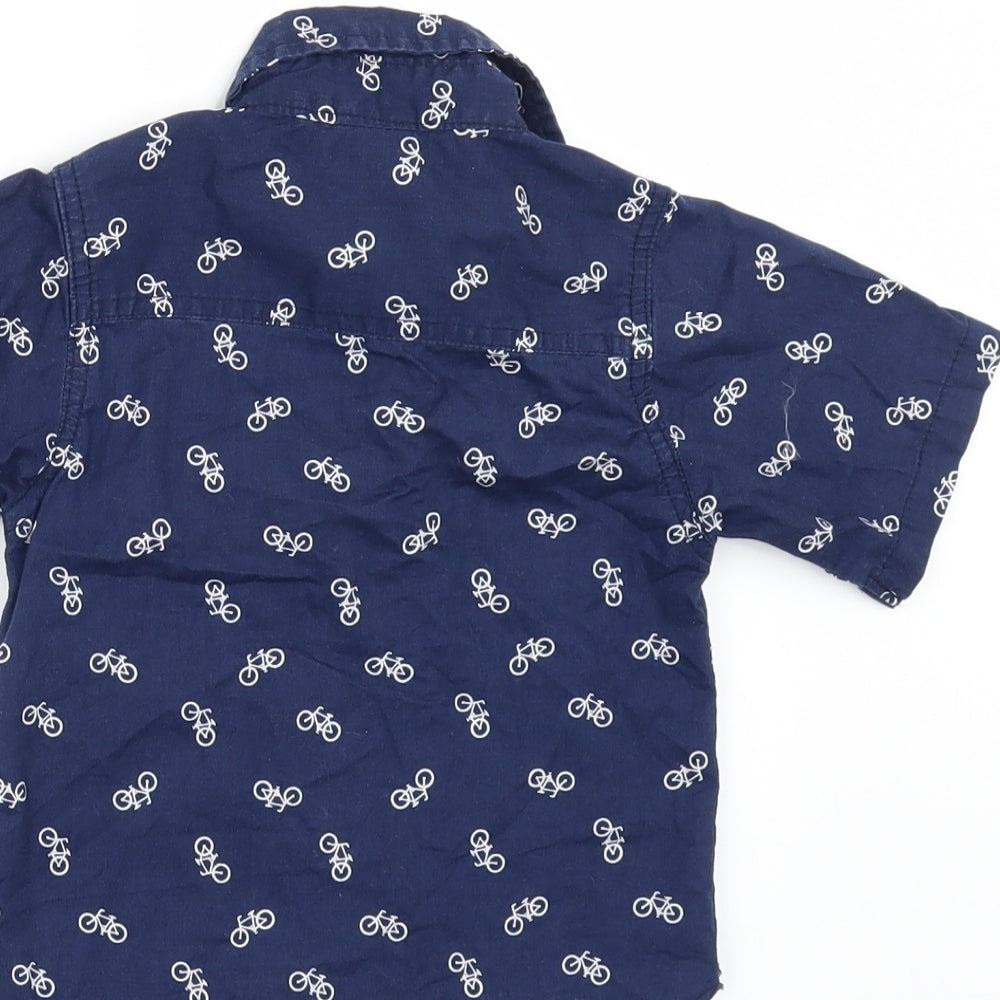 American Hawk Boys Blue Geometric Basic Button-Up Size 3 Years