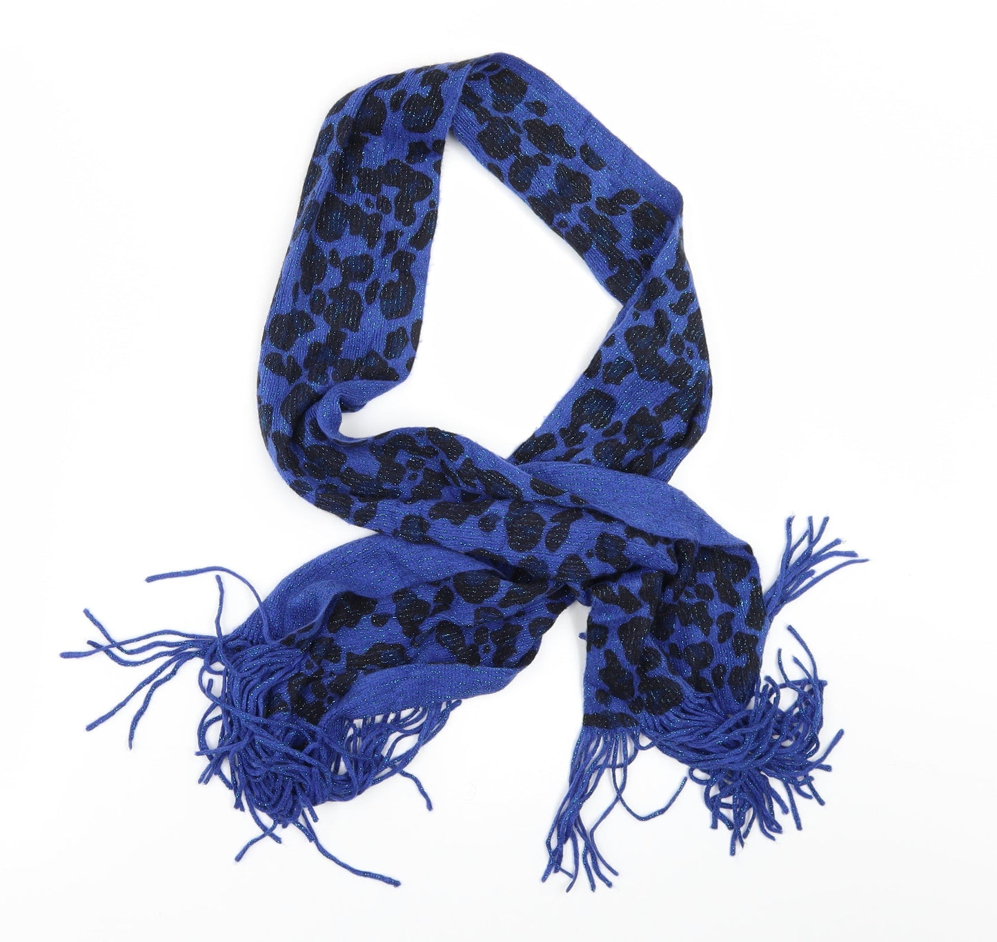 Preworn Womens Blue Animal Print Scarf