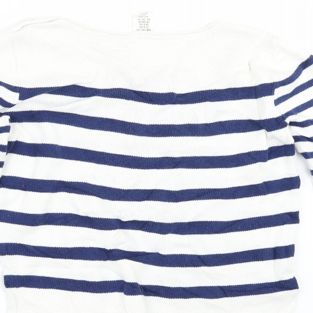 H&M Girls White Striped Pullover Jumper Size 9-10 Years