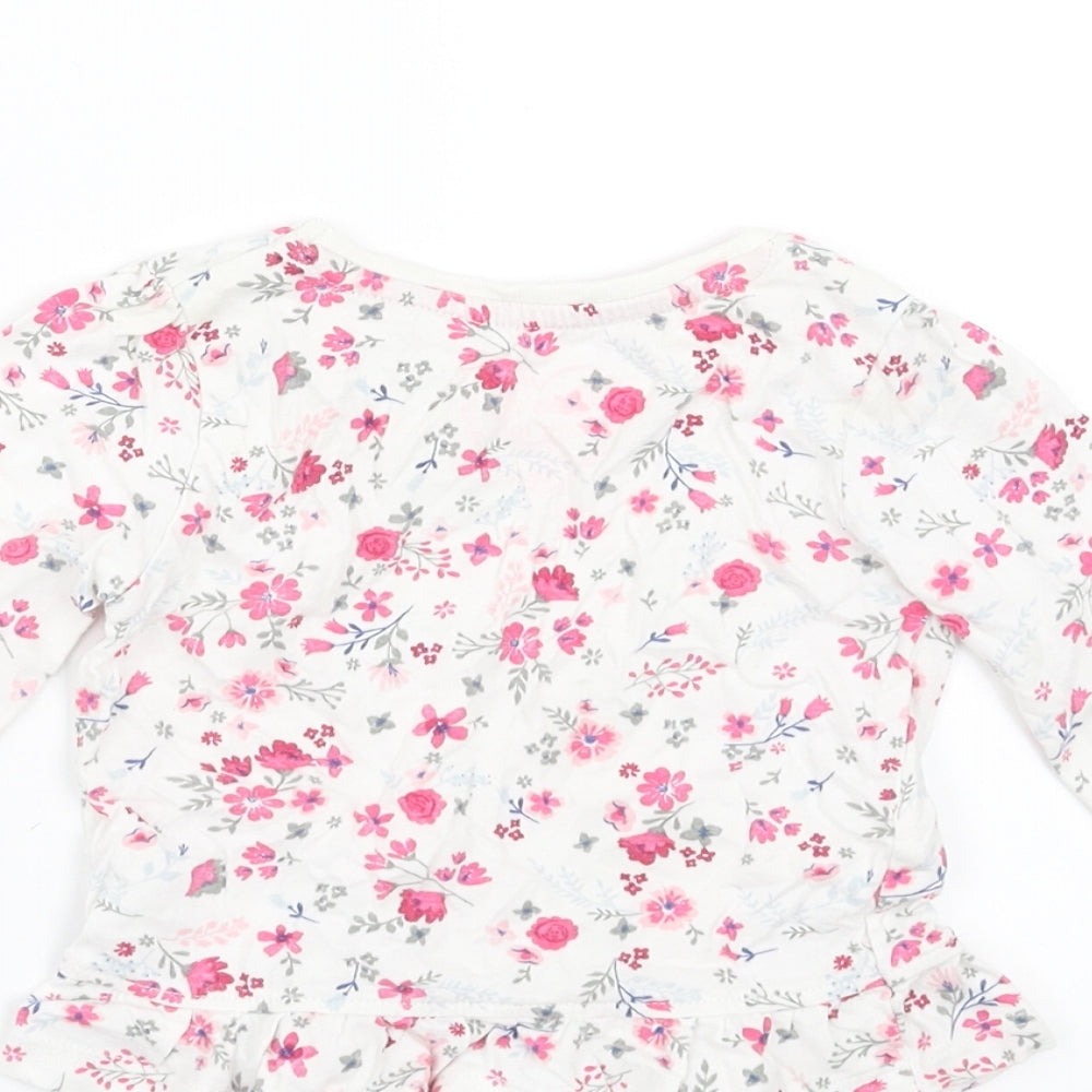 Primark Girls White Floral Basic T-Shirt Size 9-12 Months