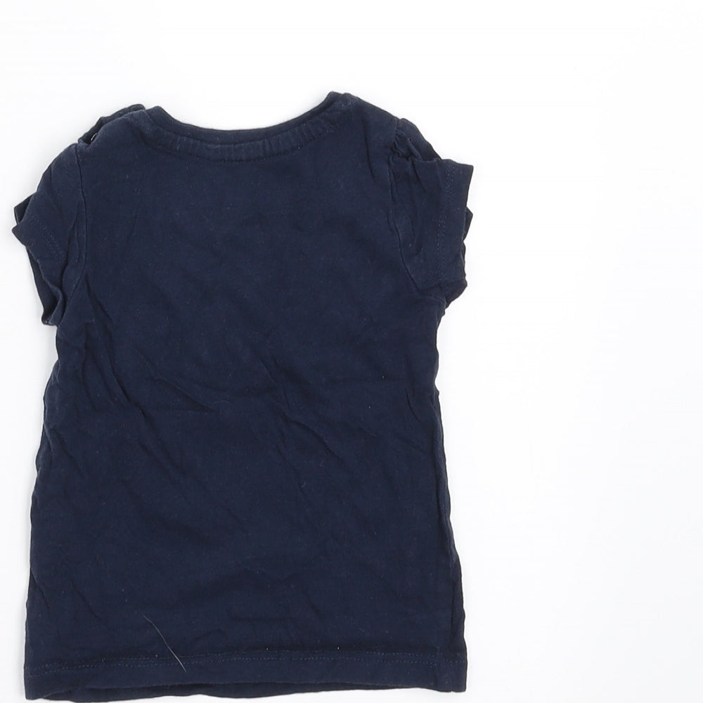 Primark Girls Blue Basic T-Shirt Size 6-9 Months - unicorn