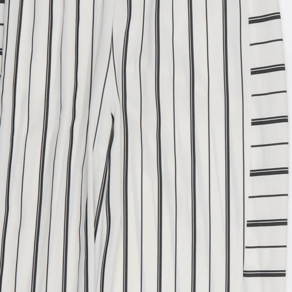 F&F Womens White Striped Trousers Size 10 L25 in