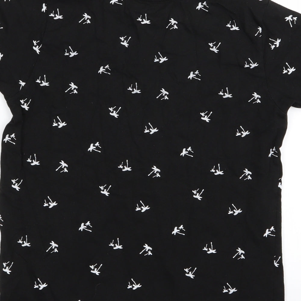 Primark Boys Black Floral Basic T-Shirt Size 8-9 Years