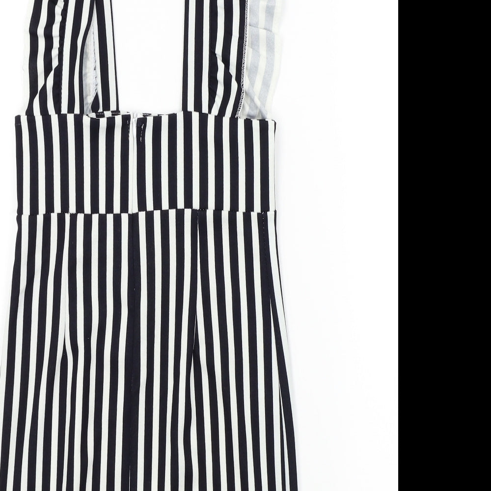 Preworn Womens Blue Striped A-Line Size S - Frill Detail