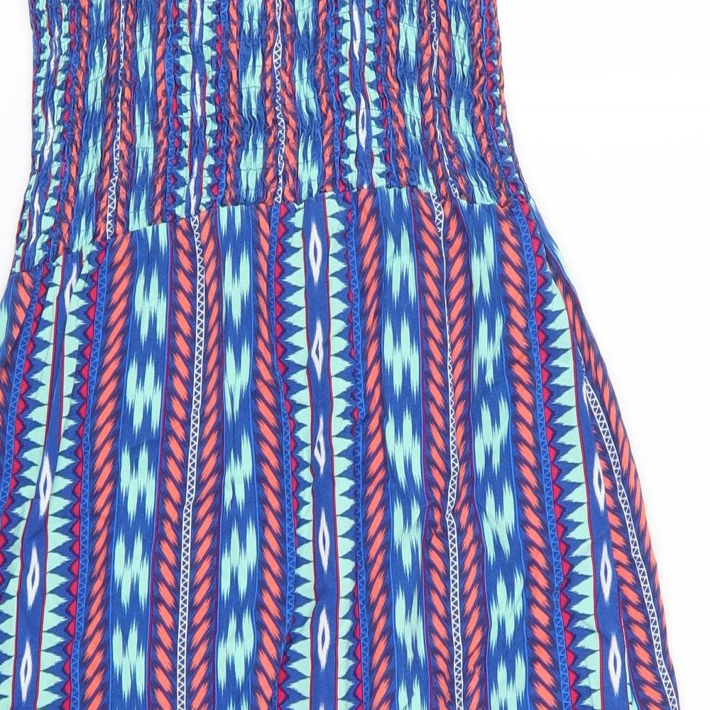 Papaya Womens Blue Geometric Tank Dress Size 8