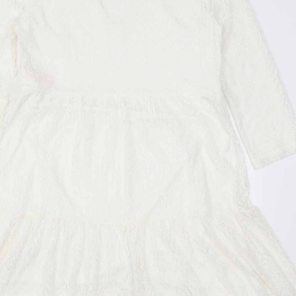VILA Womens White Lace Trapeze & Swing Size S