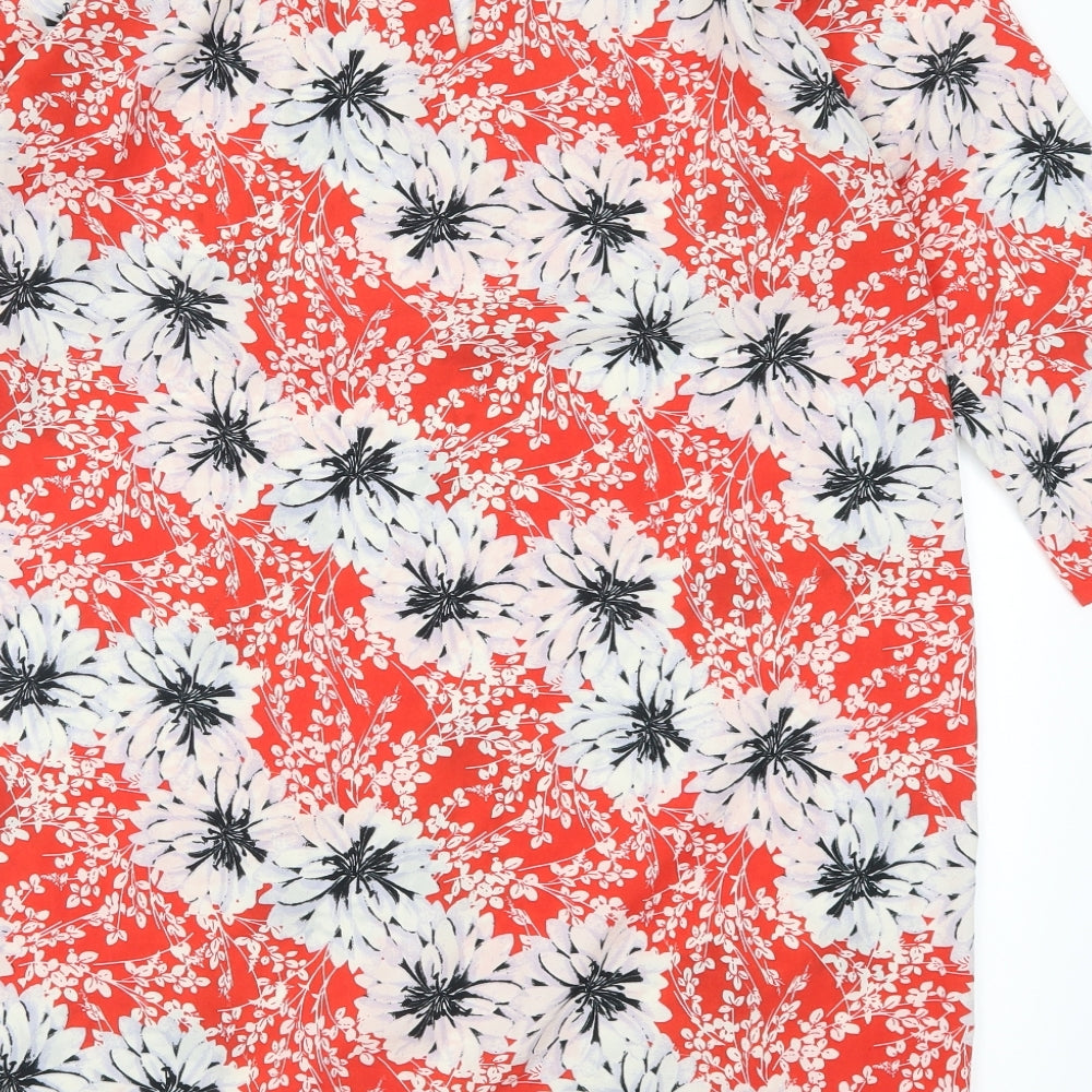 Dorothy Perkins Womens Red Floral Basic T-Shirt Size 14