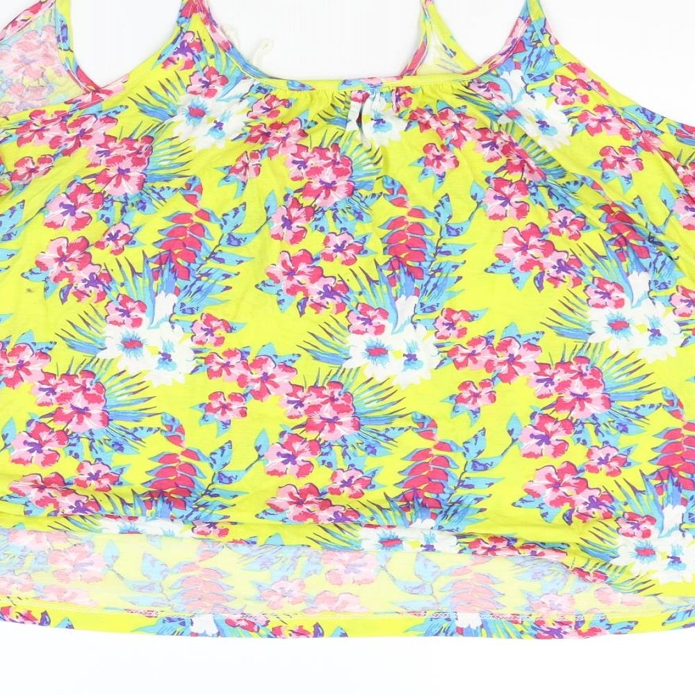 Peacocks Womens White Floral Basic Tank Size 16