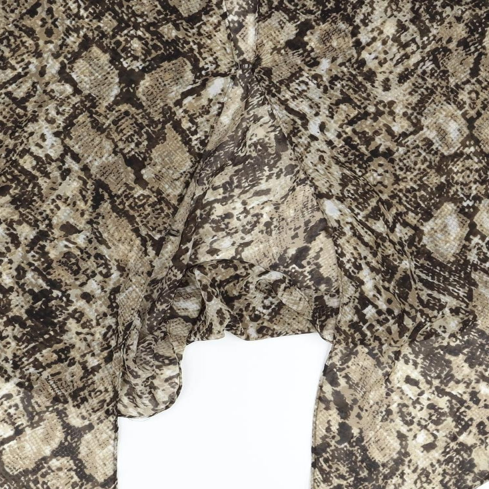 Papaya Womens Beige Animal Print Basic Blouse Size 14