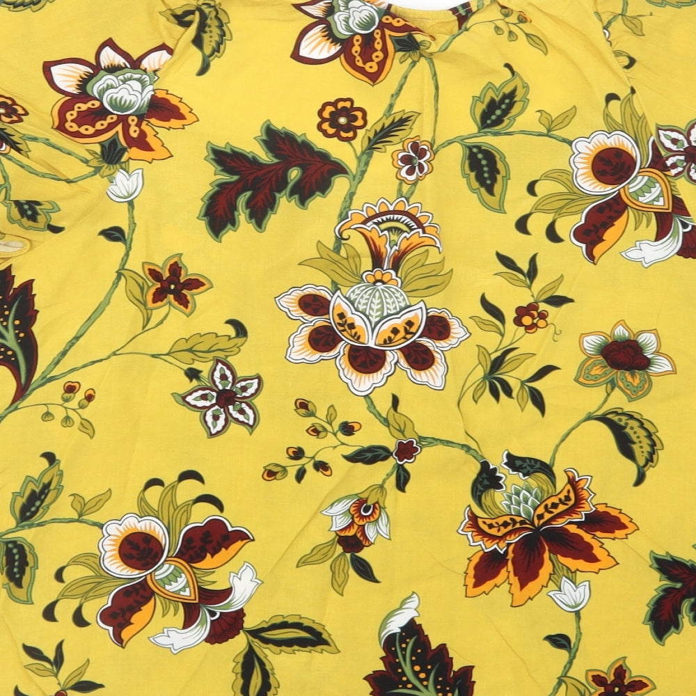 Warehouse Womens Yellow Geometric Basic Button-Up Size 12