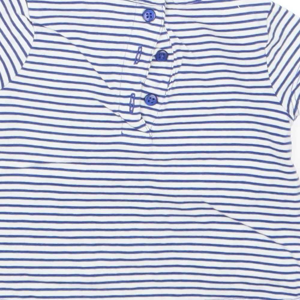 John Lewis Girls Blue Striped Basic T-Shirt Size 0-3 Months