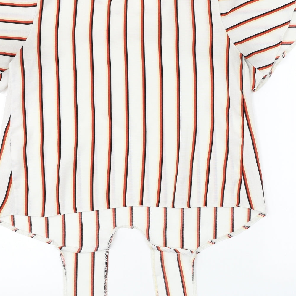 Primark Womens White Striped Basic Blouse Size 8