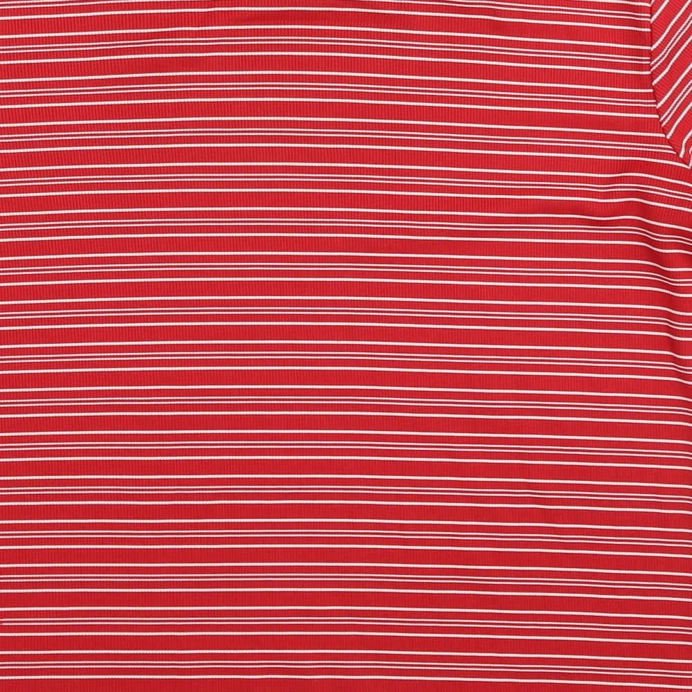 Laura Scott Womens Red Striped Basic T-Shirt Size S