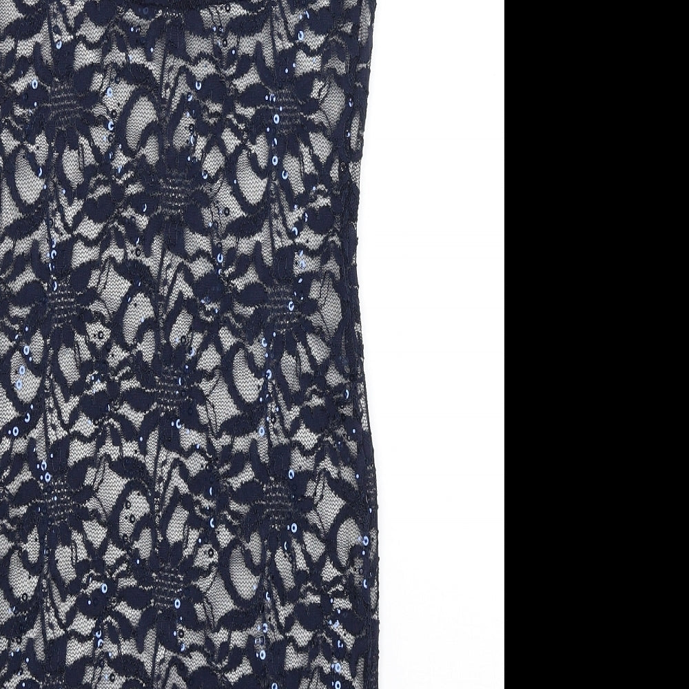 Quiz Womens Blue Floral Bodycon Size 10