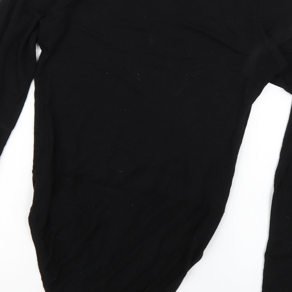 Boohoo Womens Black Wrap T-Shirt Size 10 - Bodysuit