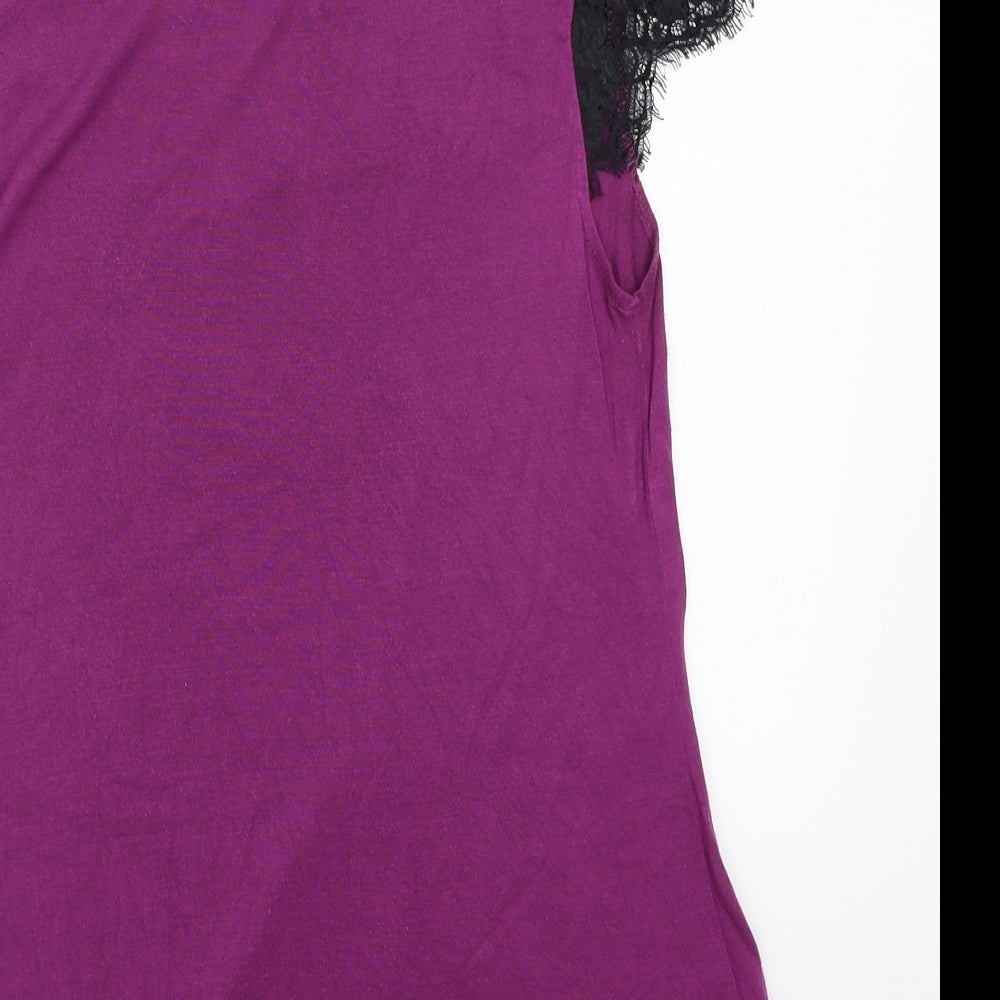 Warehouse Womens Purple Basic T-Shirt Size 14