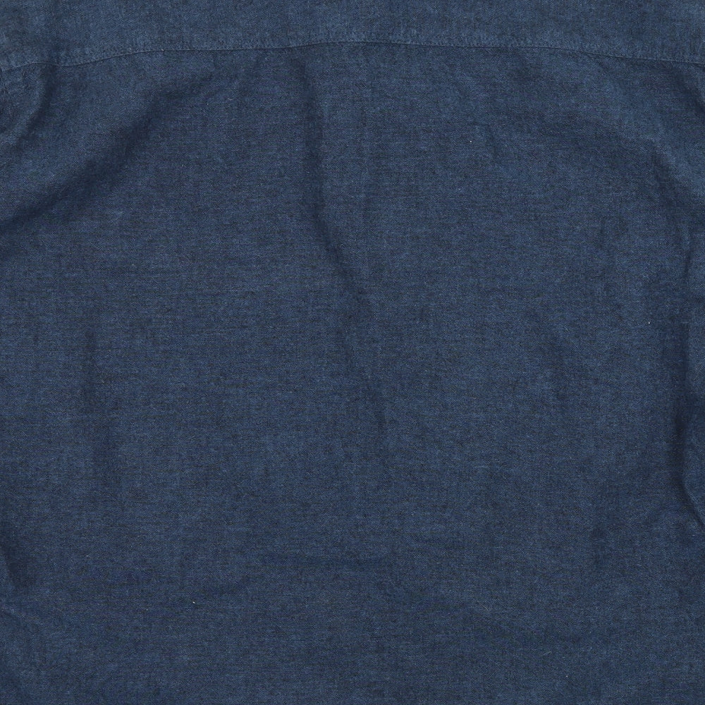 Rhino Mens Blue Button-Up Size XL