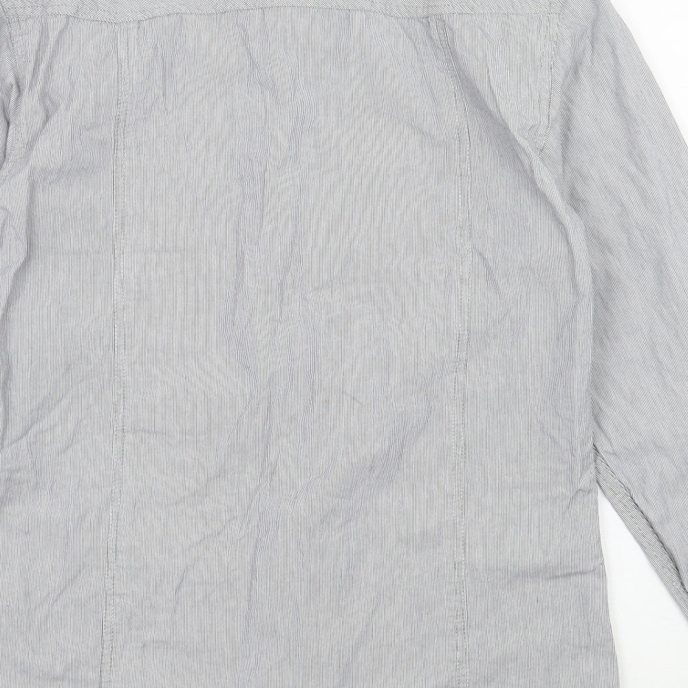 Crafted Mens Grey Striped Button-Up Size M