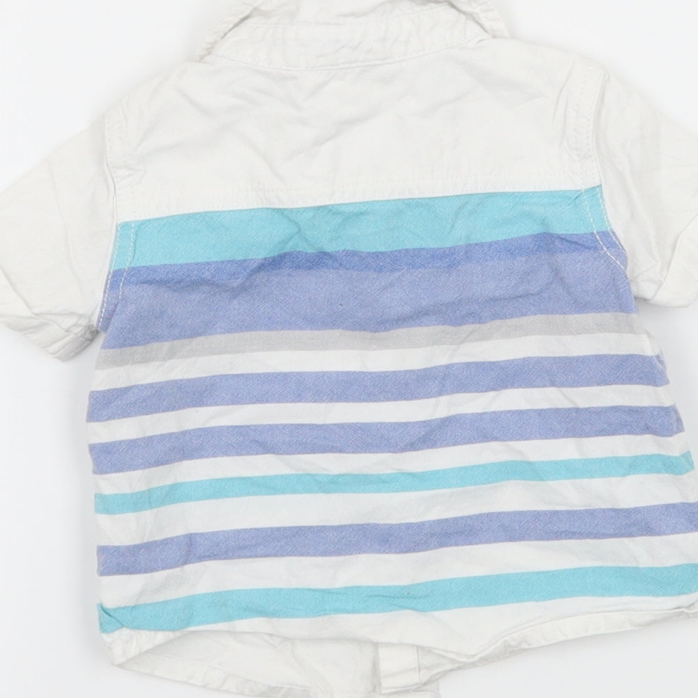 F&F Boys White Striped Basic Button-Up Size 3-6 Months