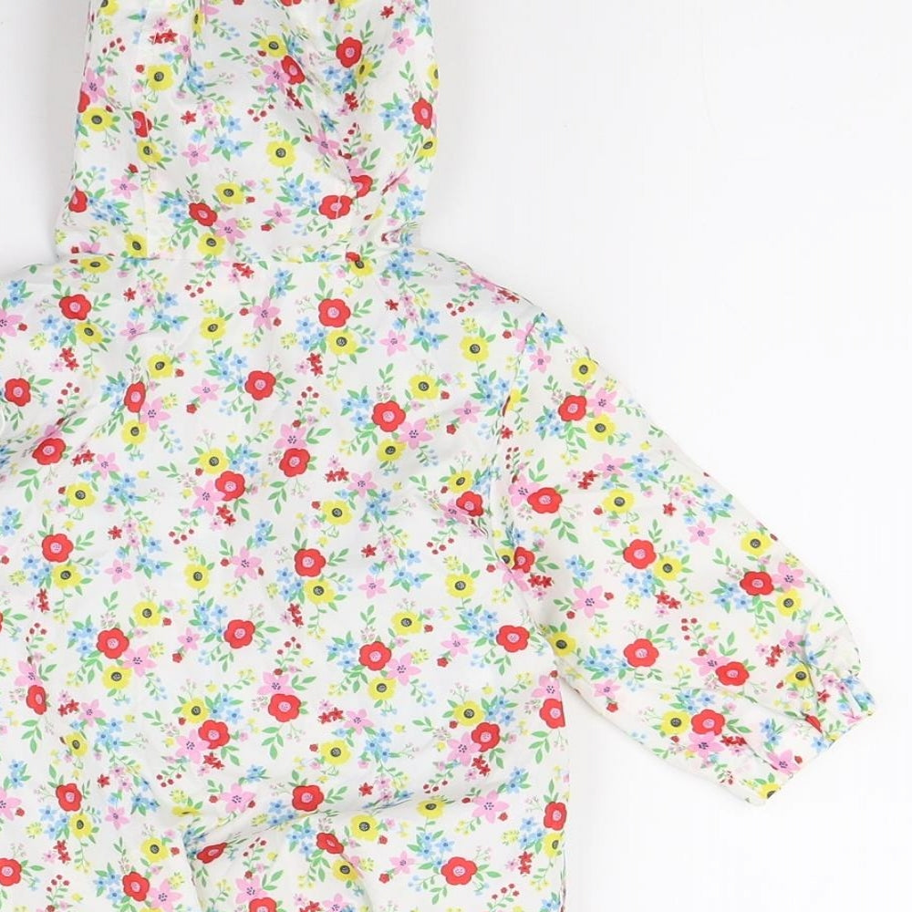 TU Girls White Floral Basic Coat Coat Size 0-3 Months