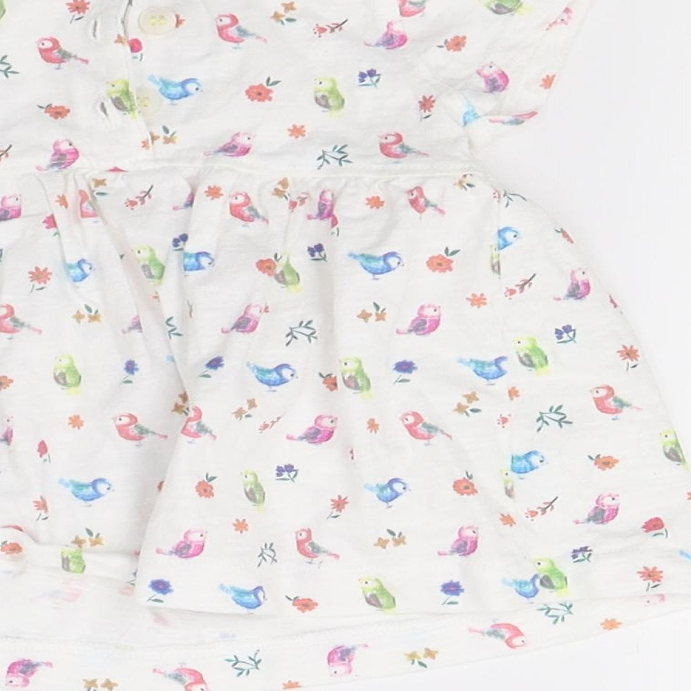 Mini Club Girls White Floral T-Shirt Dress Size 0-3 Months