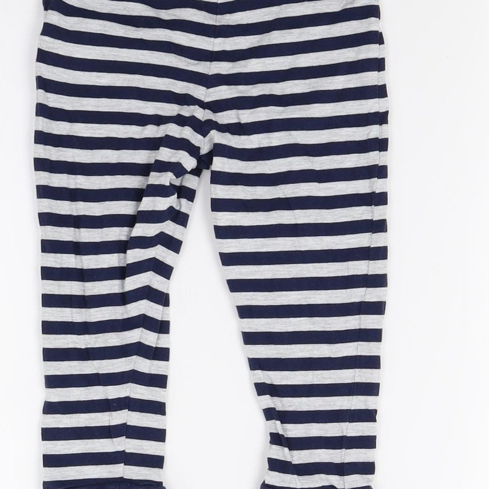 F&F Girls Blue Striped Jogger Trousers Size 2 Years - Leggins