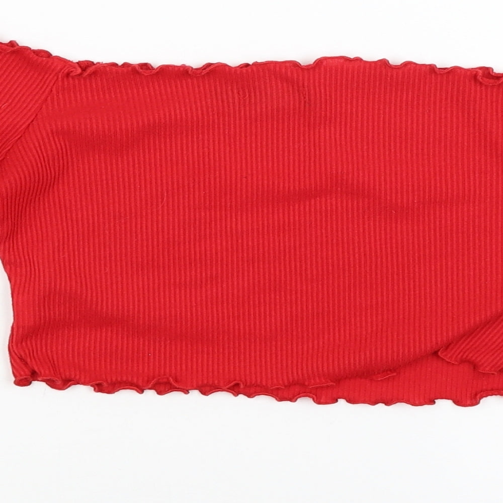 PRETTYLITTLETHING Womens Red Cropped Blouse Size 8