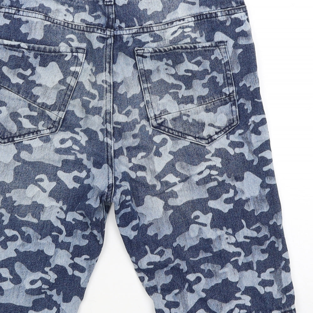 Preworn Girls Blue Camouflage Biker Shorts Size 13 Years