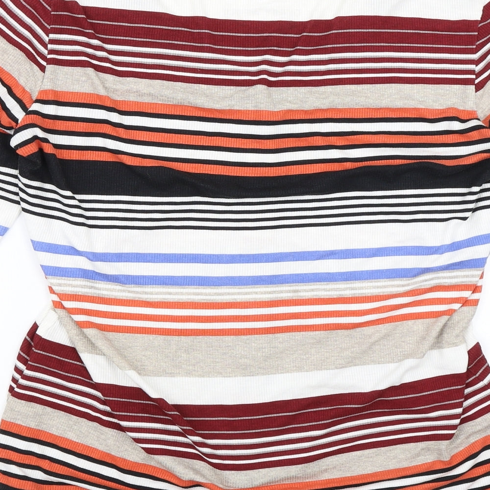 Gerry Weber Womens Orange Striped Cardigan Jumper Size 10