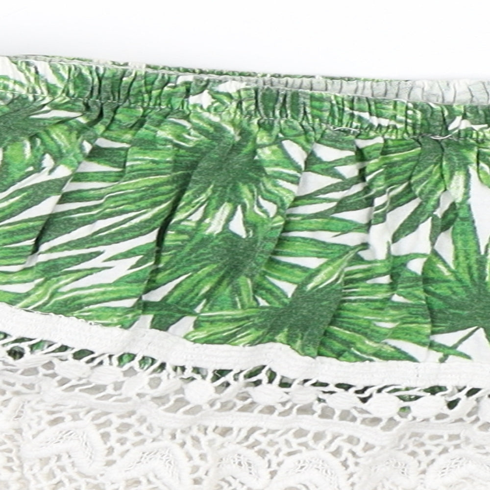 Primark Womens Green Floral Cropped Blouse Size 10