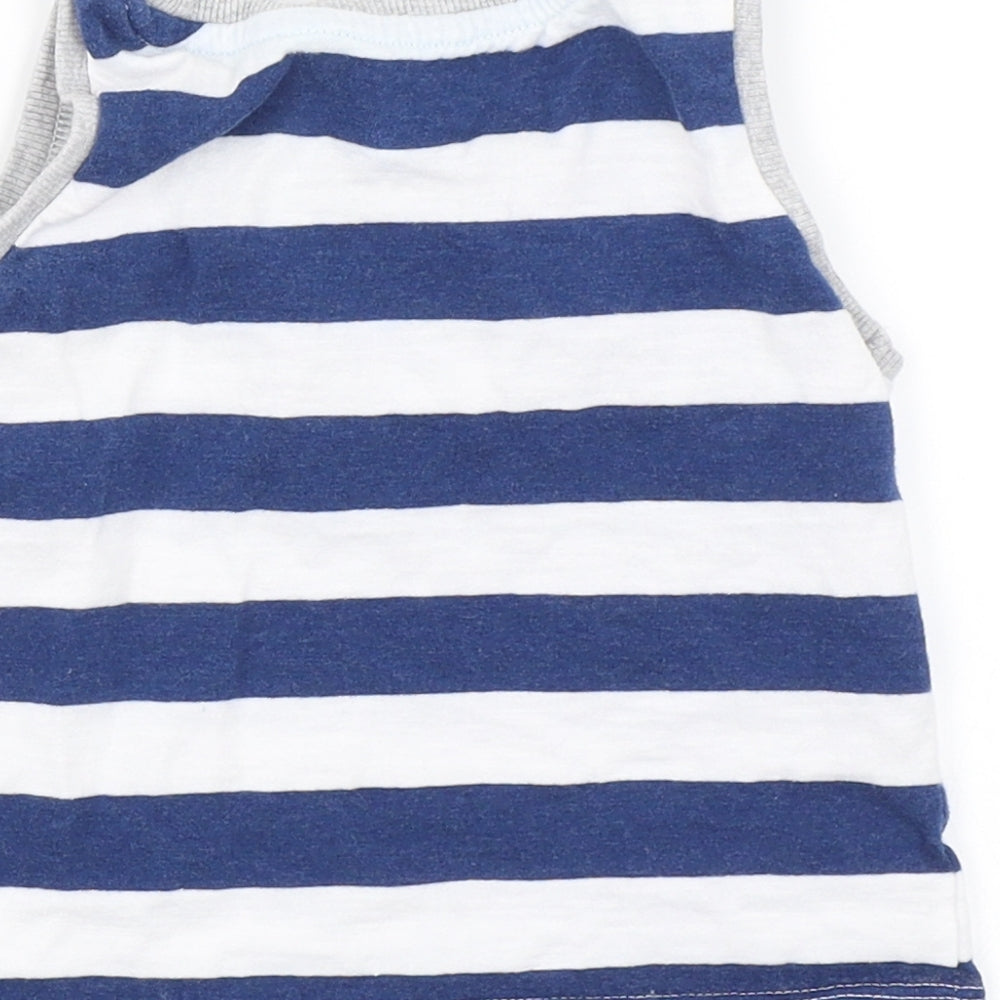 Matalan Baby Blue Striped Basic Tank Size 9-12 Months
