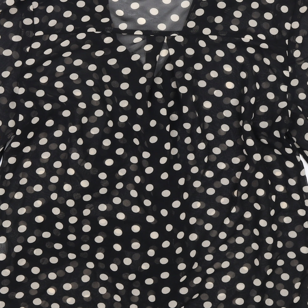Atmosphere Womens Black Polka Dot Basic Blouse Size 10