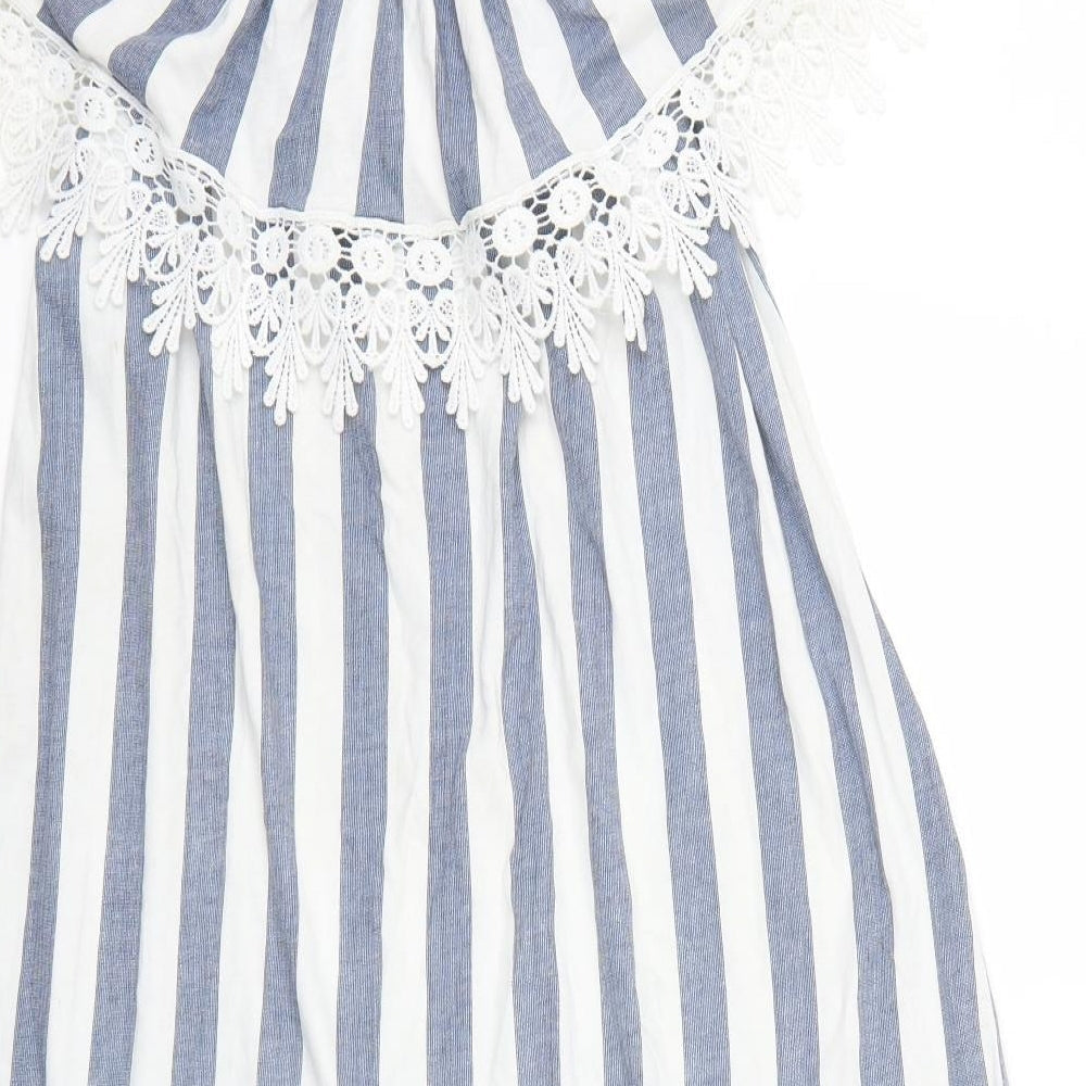 Preworn Womens White Striped A-Line One Size