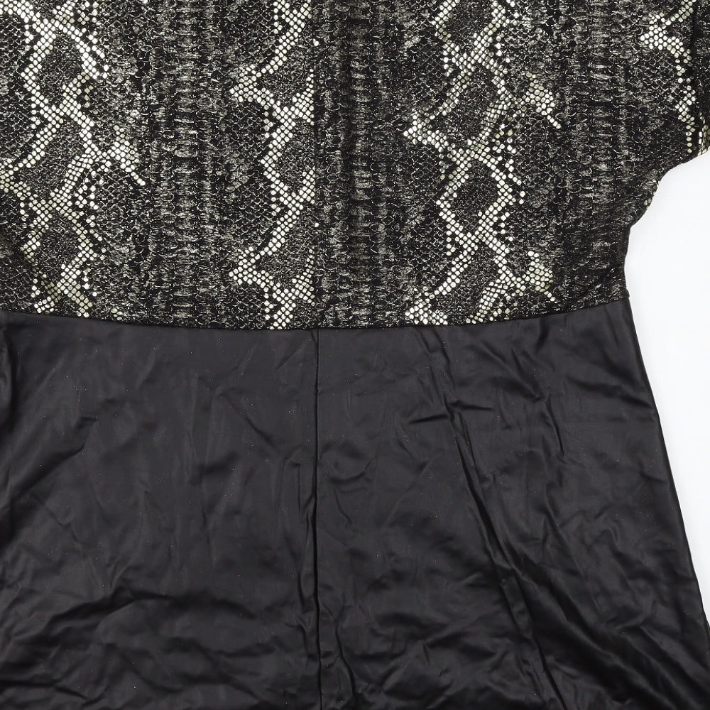 Simply Be Womens Black Animal Print Shift Size L