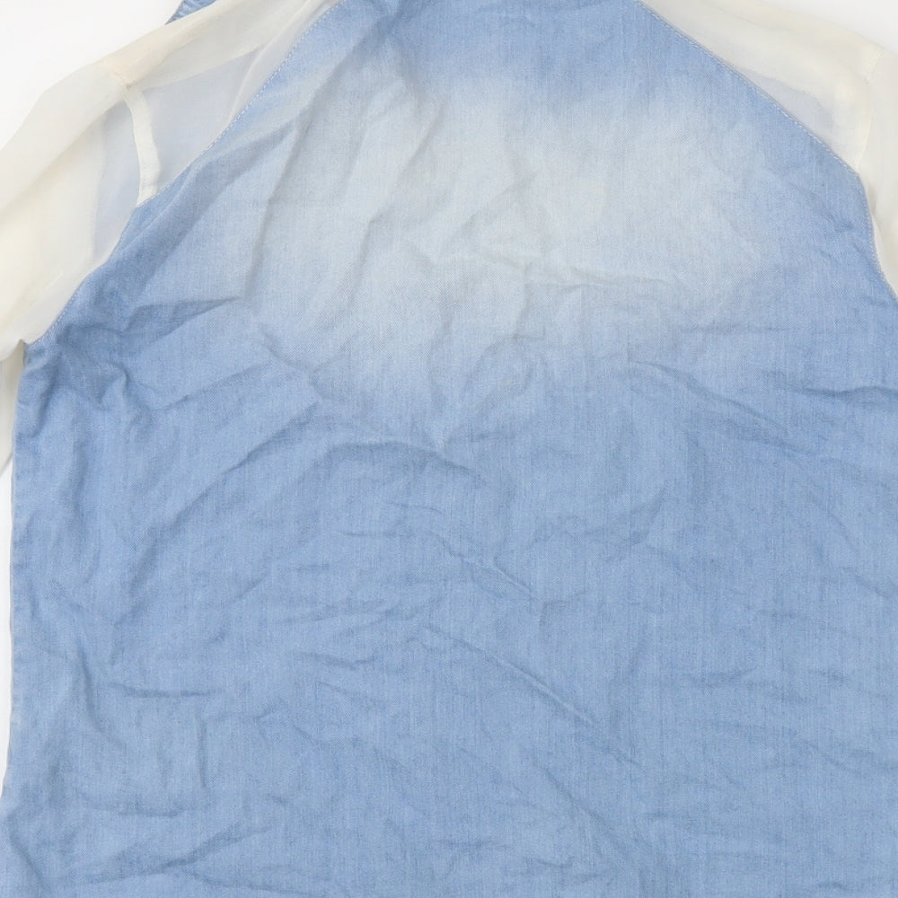miss denim Womens Blue Denim Basic Button-Up Size 8