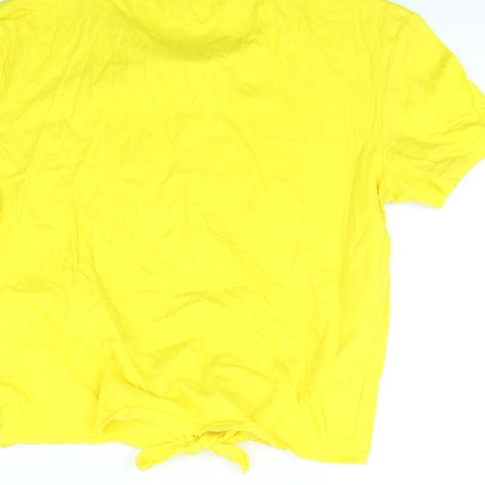 Divided Womens Yellow Cropped T-Shirt Size XS